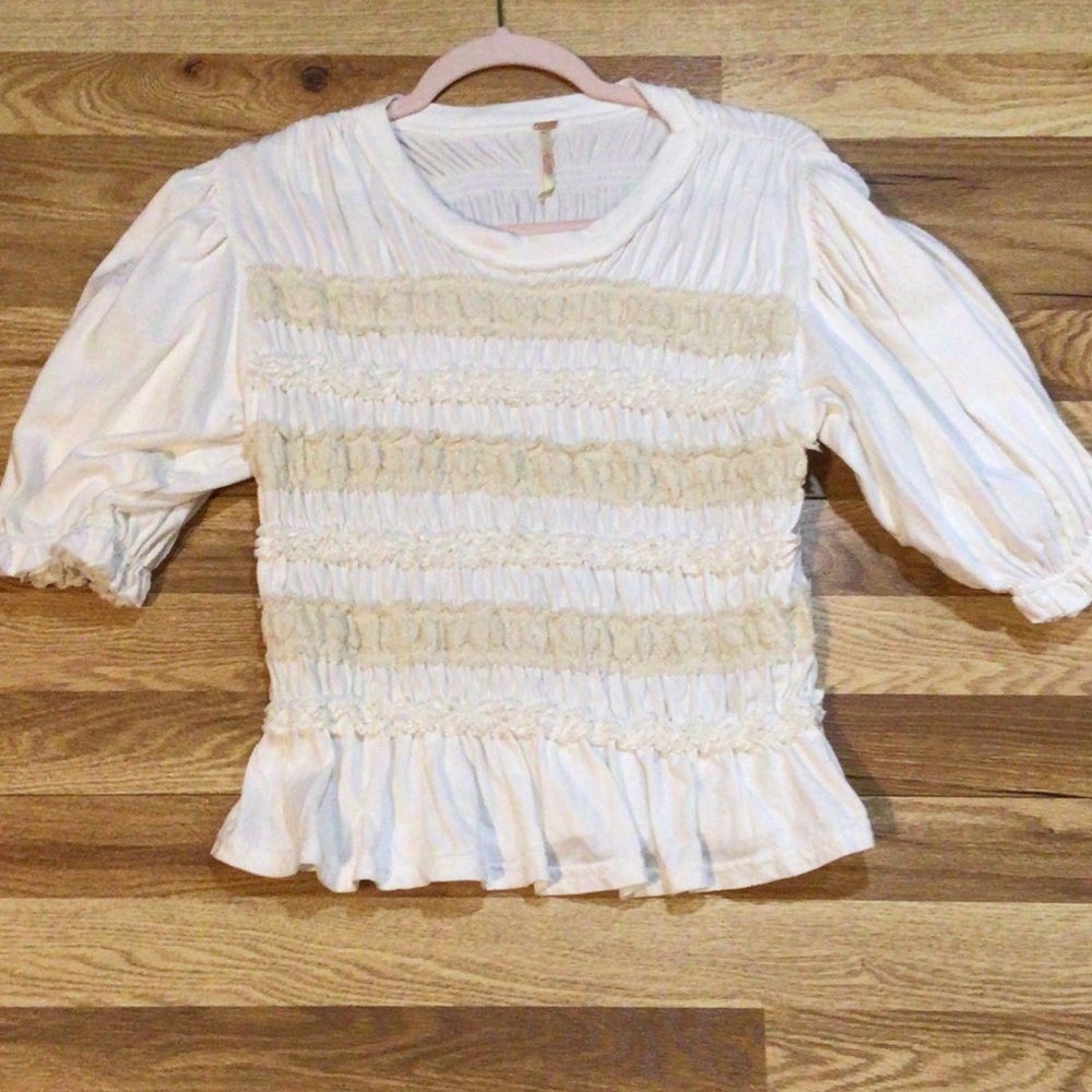 Free People Kids Cream Ruffled Blouse